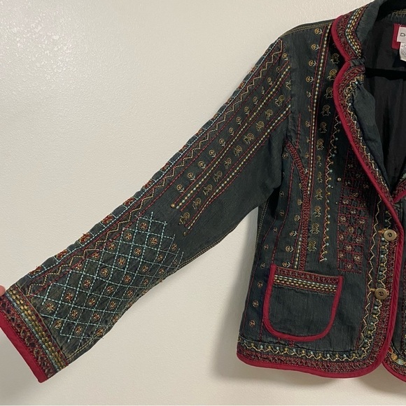 Chico’s Blazer women’s size Medium Embroidered studded Blazer Jacket - Picture 9 of 14